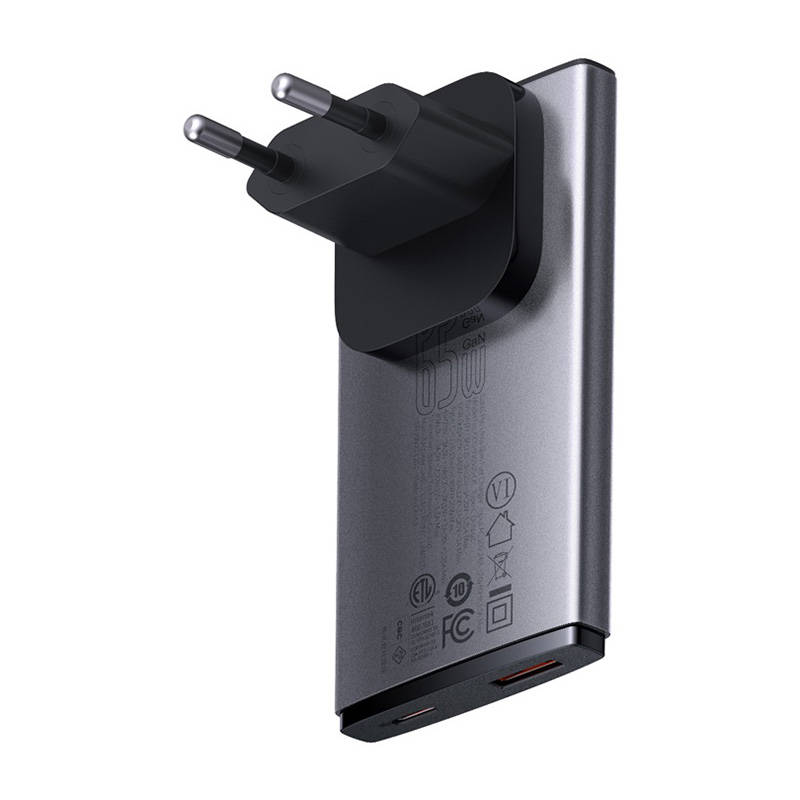 Zidni punjač Baseus GaN5, 65W, 1xizlaz USB-C, 1XUSB-A