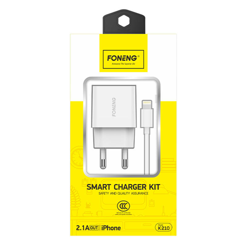 Punjač Foneng 1x USB K210 + USB Lightning kabel