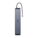 Hub 12w1 Baseus EliteJoy Gen2 serija USB-C do 2xHDMI+ 3xUSB 3.0+ PD+ DP+ SD/TF+ RJ45+Type-C+ 3,5 mm (tamno siva)