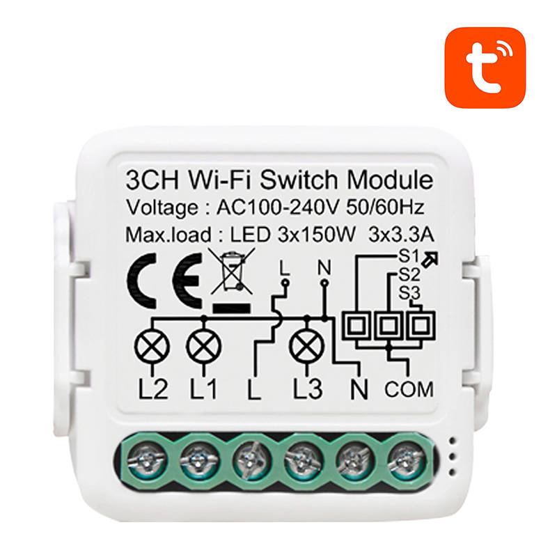 Modul pametnog prekidača WiFi Avatto N-WSM01-3 TUYA