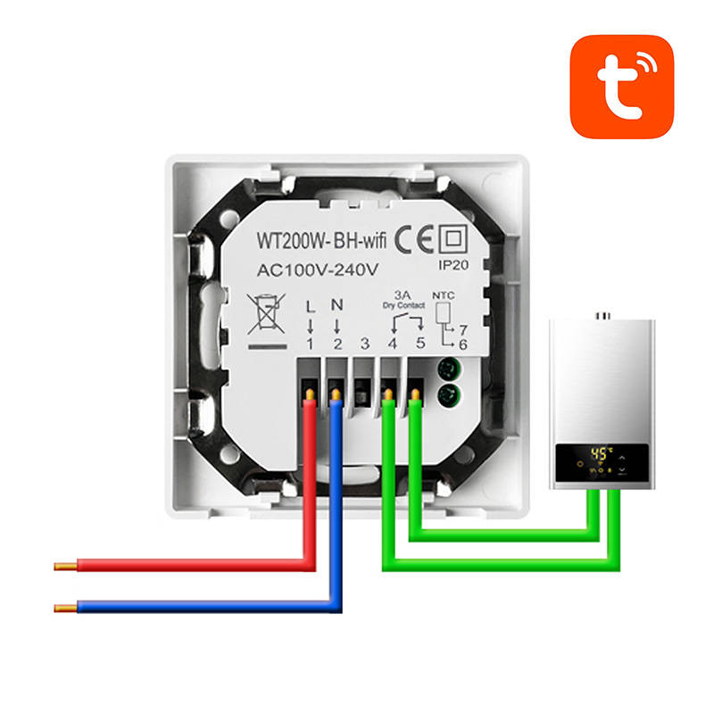 Pametni termostat Avatto WT200-BH-3A-W Kotao za grijanje 3A WiFi TUYA