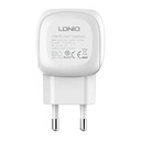 LDNIO A1206C zidni punjač, ​​USB-C, 27 W + USB-C na USB-C kabel (bijeli)