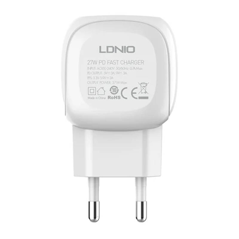 LDNIO A1206C zidni punjač, ​​USB-C, 27 W + USB-C na Lightning kabel (bijeli)