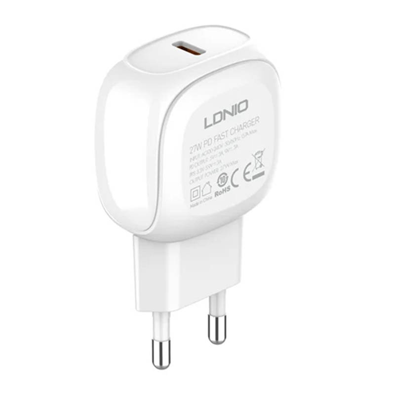 LDNIO A1206C zidni punjač, ​​USB-C, 27 W + USB-C na Lightning kabel (bijeli)