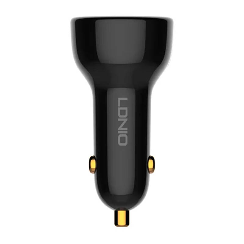 LDNIO C101 auto punjač, ​​USB + USB-C, 100 W + USB na USB-C kabel (crni)