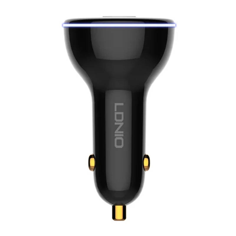 LDNIO C102 auto punjač, ​​USB + 2x USB-C, 160 W + USB-C na USB-C kabel (crni)