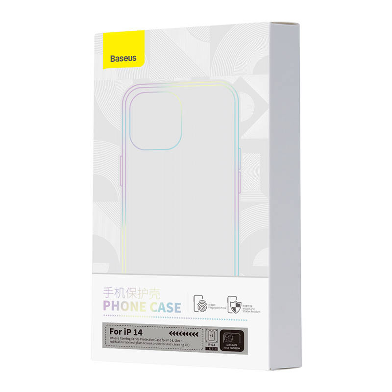 Transparent Case i Tempered Glass set Baseus Corning za iPhone 14