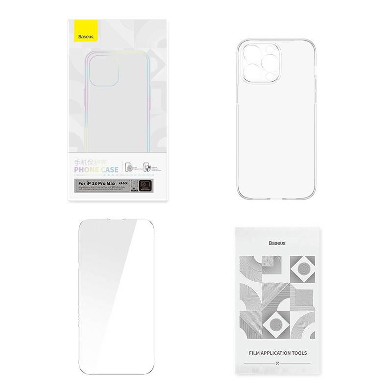 Transparent Case i kaljeno staklo set Baseus Corning za iPhone 13 Pro Max
