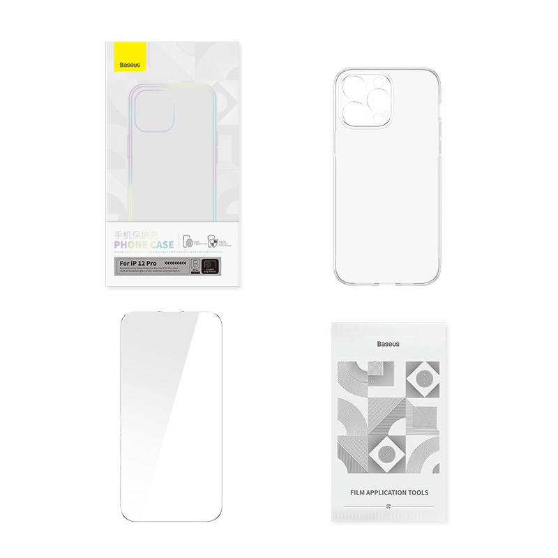 Transparent Case i kaljeno staklo set Baseus Corning za iPhone 12 Pro