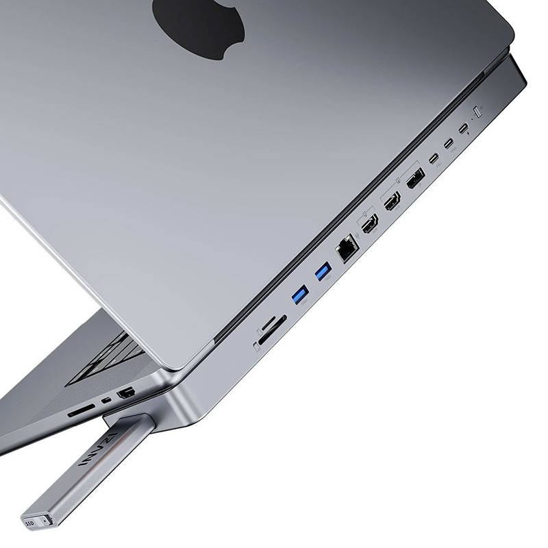 USB-C docking station / Hub za MacBook Pro 16" INVZI MagHub 12in2 sa SSD ladicom (sivo)