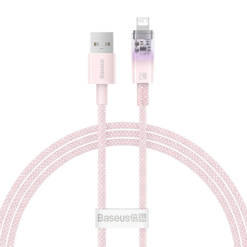 Kabel za brzo punjenje Baseus USB-A na Lightning Explorer Series 1m, 2.4A (ružičasti)