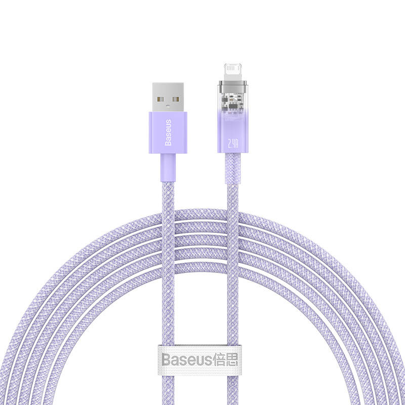 Kabel za brzo punjenje Baseus USB-A na Lightning Explorer Series 2m, 2.4A (ljubičasti)