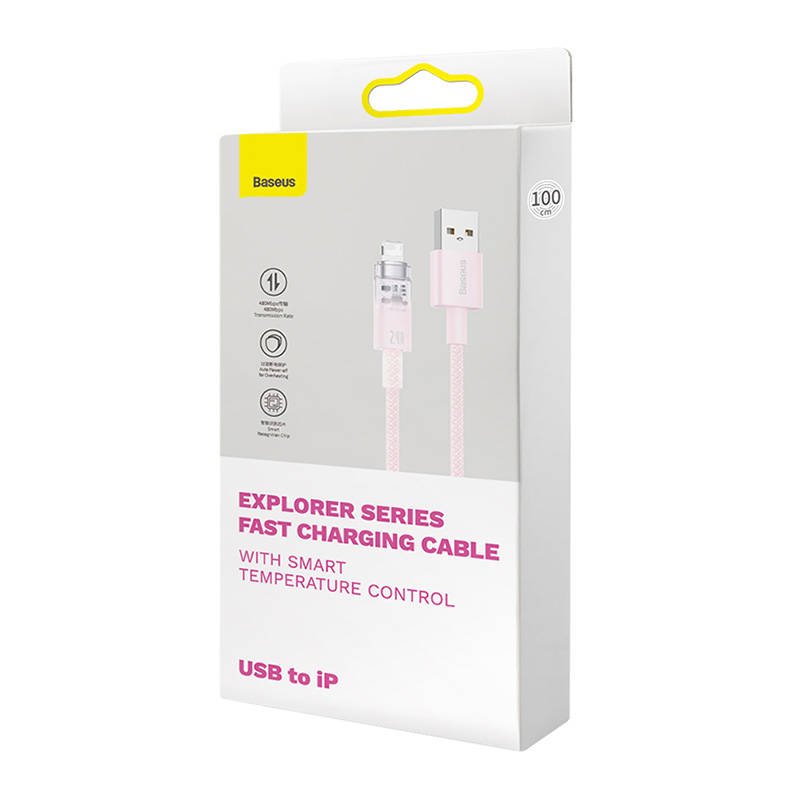 Kabel za brzo punjenje Baseus USB-A na Lightning Explorer Series 2m, 2.4A (ružičasti)