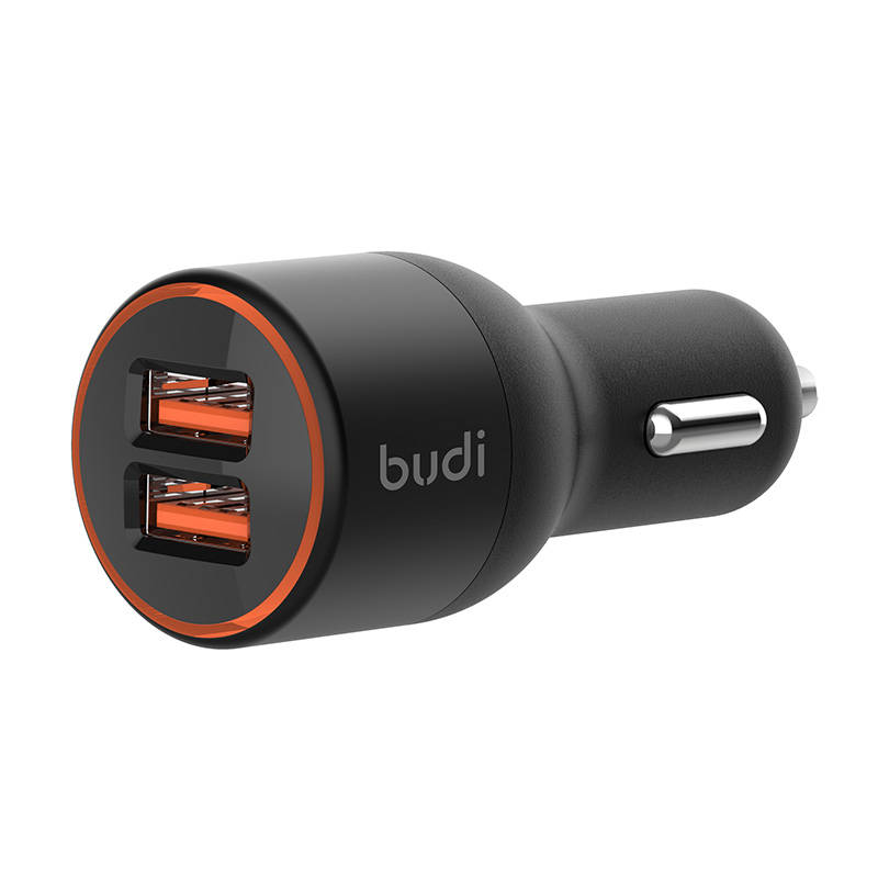 Auto punjač Budi, 2x USB, 36W, QC 3.0 (crni)