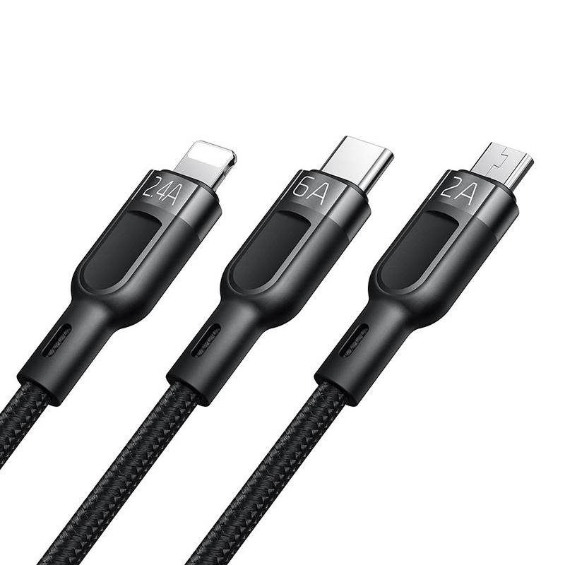 3u1 USB na USB-C / Lightning / Micro USB kabel, Mcdodo CA-0930, 6A, 1,2 m (crni)