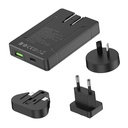 Budi univerzalni zidni punjač, ​​USB + USB-C, PD 65W + EU/UK/US/AU adapteri (crni)