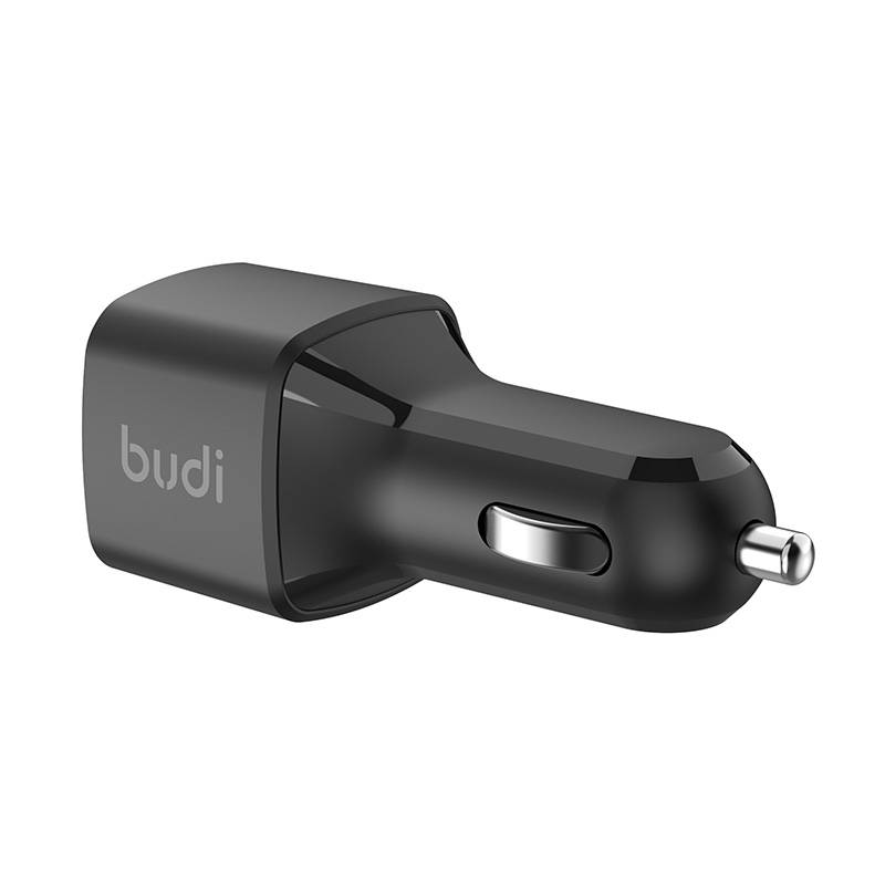 Auto punjač Budi 065R, 2x USB-C, PD 60W (crni)