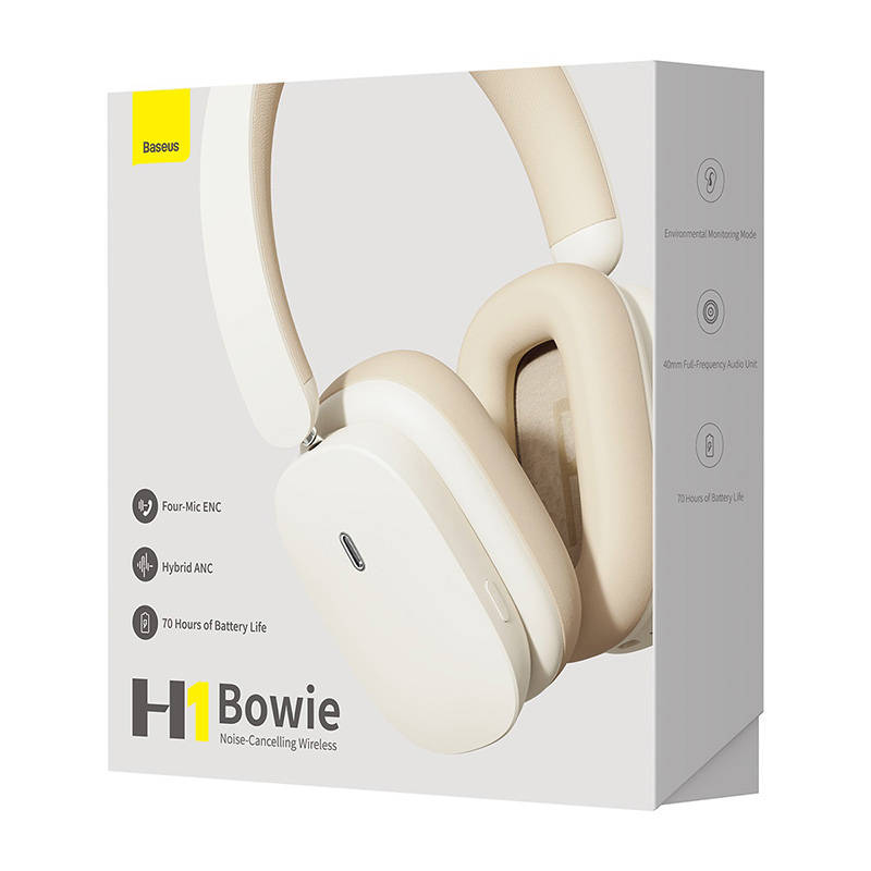 Baseus Bowie H1 bežične slušalice Bluetooth 5.2, ANC (bijele)(Paket od 5)