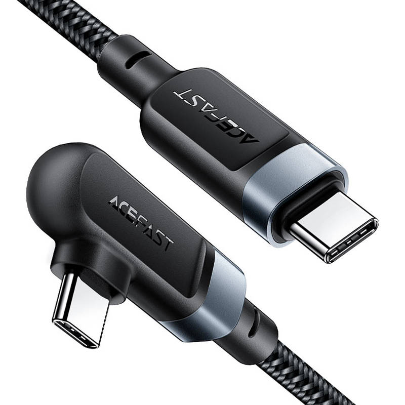 Kabel USB-C na USB-C Acefast C5-03 kutni, 100W, 2m (crni)(Paket od 5)