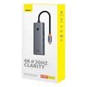 5-u-1 Hub Baseus UltraJoy Series USB-C na HDMI4K@30Hz+3xUSB 3.0+1xPD (sivo)(Paket od 5)