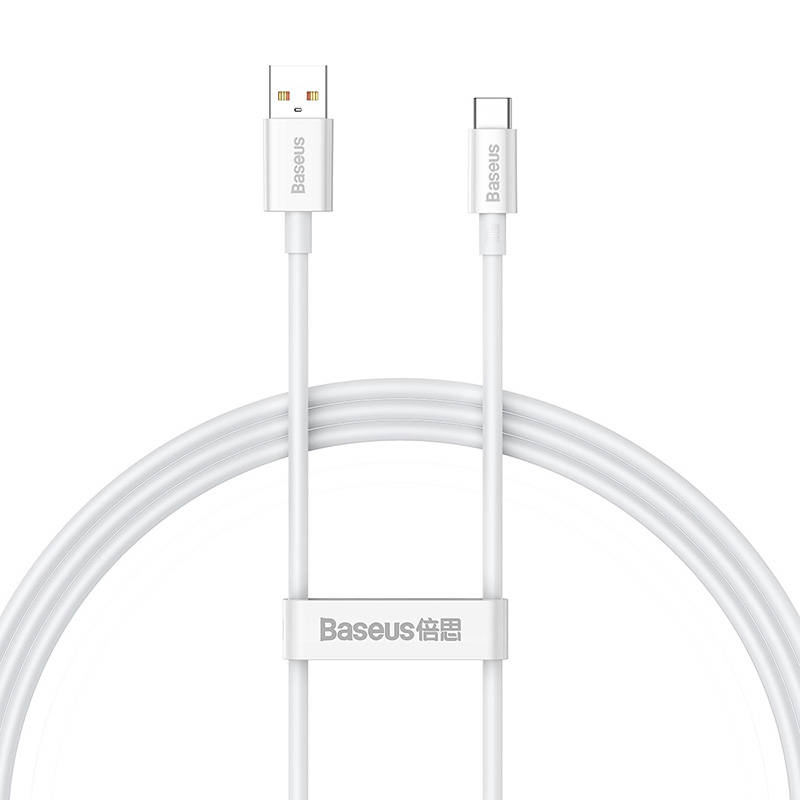 Kabel USB do USB-C Baseus Superior 100W 1m (bijeli) (paket od 5 komada)