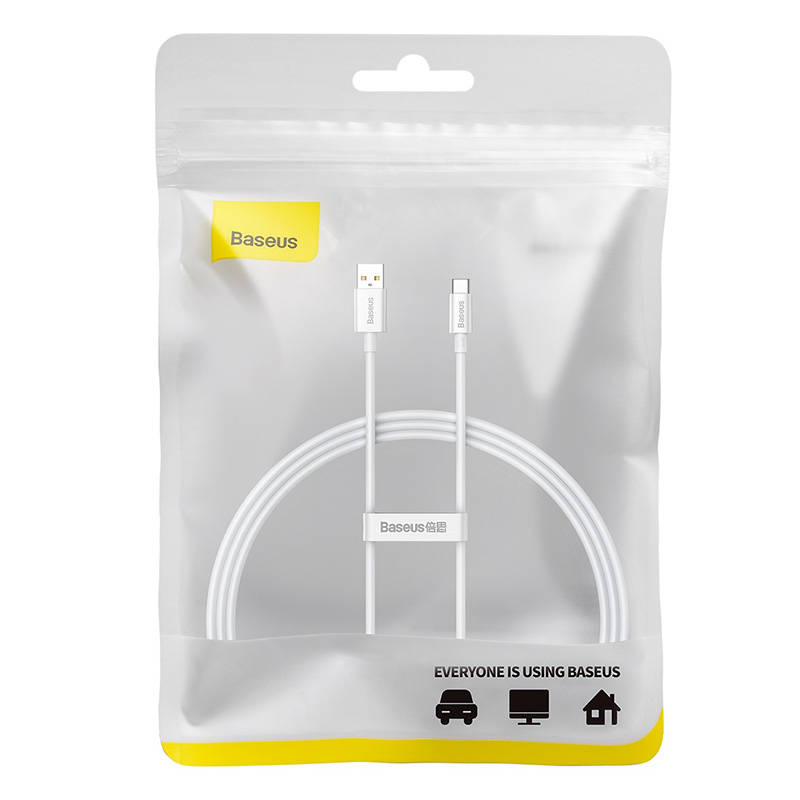 Kabel USB do USB-C Baseus Superior 100W 1m (bijeli) (paket od 5 komada)