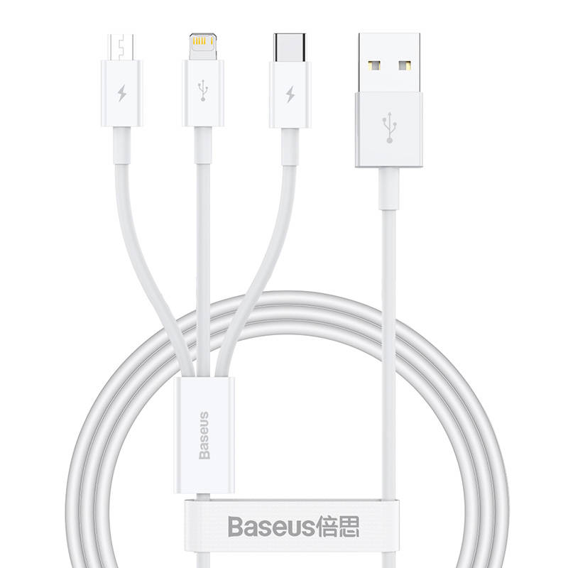 Quick Charge USB na M+L+C Baseus Superior Data 3.5A 1m (bijeli)