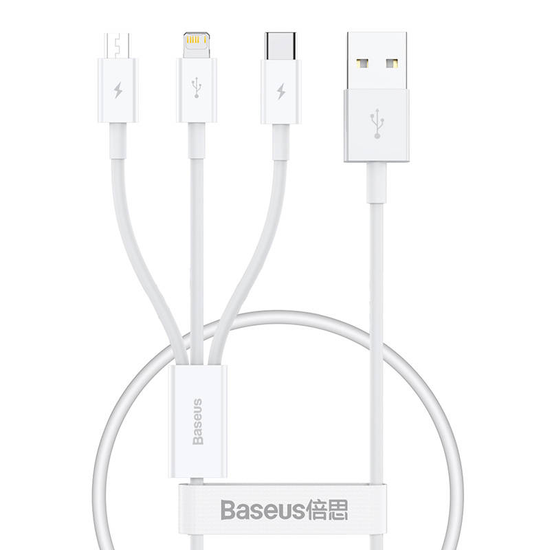 Quick Charge USB na M+L+C Baseus Superior Data 3.5A 0,5m (bijeli)
