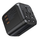 Putni zidni punjač Choetech PD5008, 3xUSB-A, 1xUSB-C, GaN, 30W (crni)