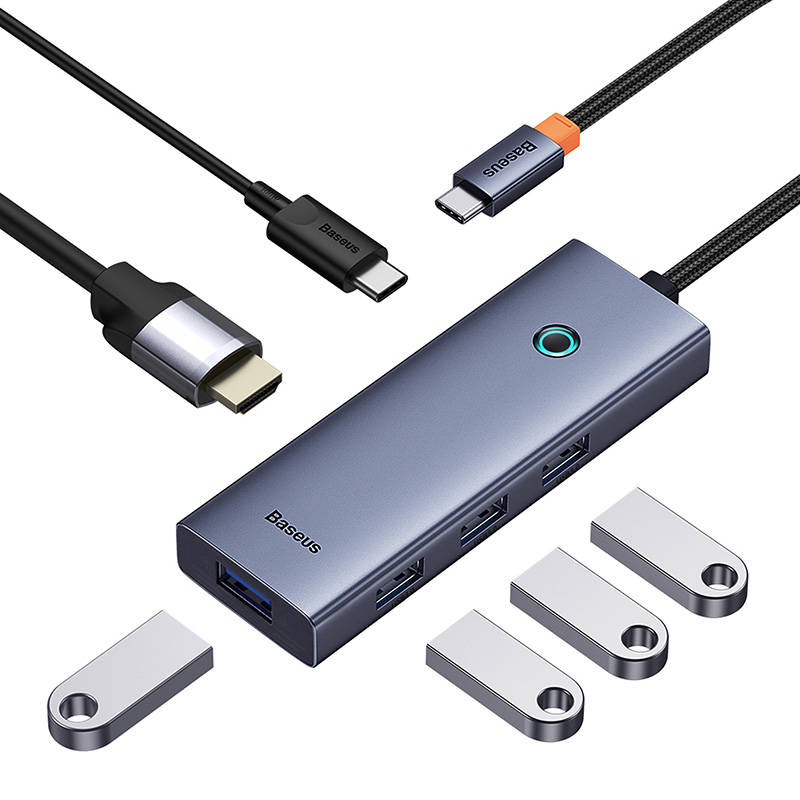 6u1 Hub Baseus UltraJoy USB-C do HDMI4K@60Hz+4xUSB 3.0+PD (svemirsko siva)