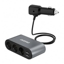 Auto punjač Dudao R1Pro, 2x USB, 3x utičnica za upaljač 12V (crni)