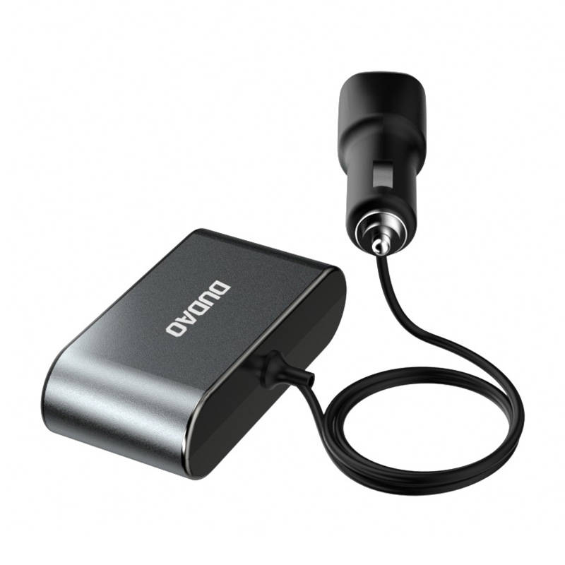 Auto punjač Dudao R1Pro, 2x USB, 3x utičnica za upaljač 12V (crni)