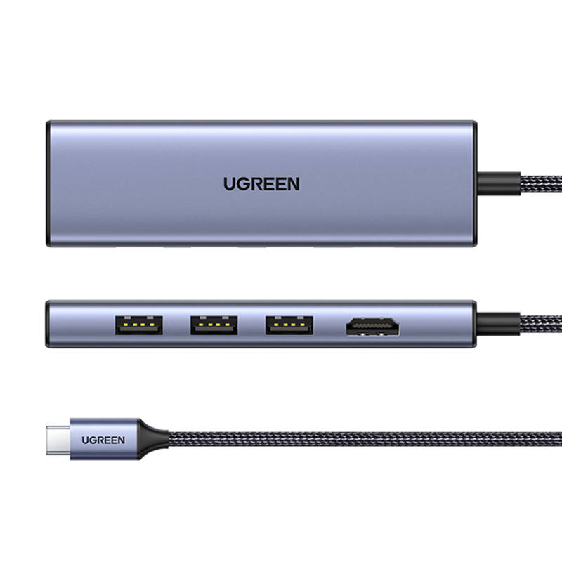 Adapter HUB UGREEN CM511 USB-C na HDMI, 3x USB-A 3.0, SD/TF