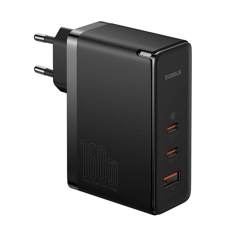 Zidni punjač Baseus GaN5 Pro 2xUSB-C + USB, 160W (crni)