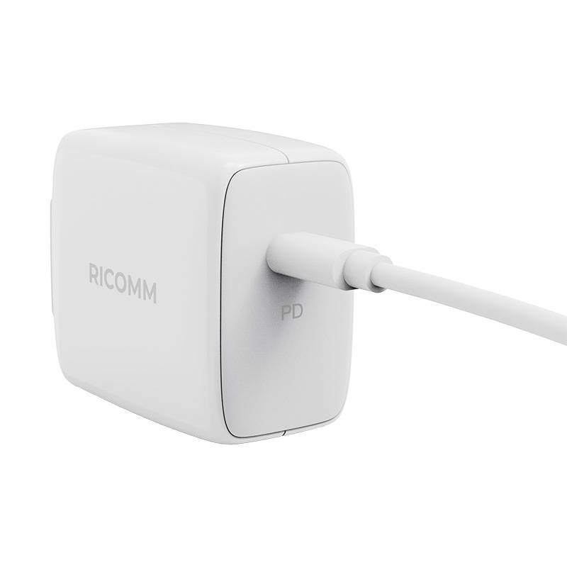 Zidni punjač 45 W GaN Ricomm RC451 EU, 1xUSB-C + 2,1 m USB-C kabel