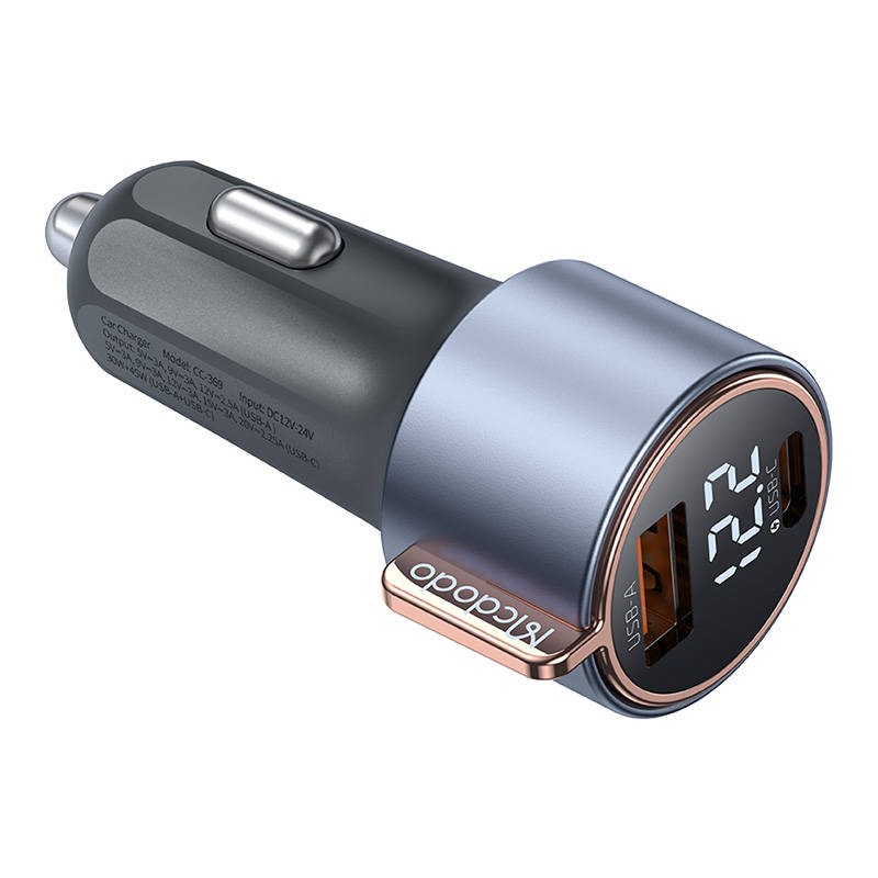 Mcodo CC-5670 75W digitalni zaslon PD 1*USB-A 1*USB-C auto punjač