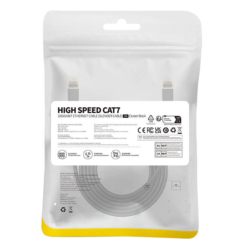 Baseus Cat 7 10Gb Ethernet RJ45 kabel 3m crni