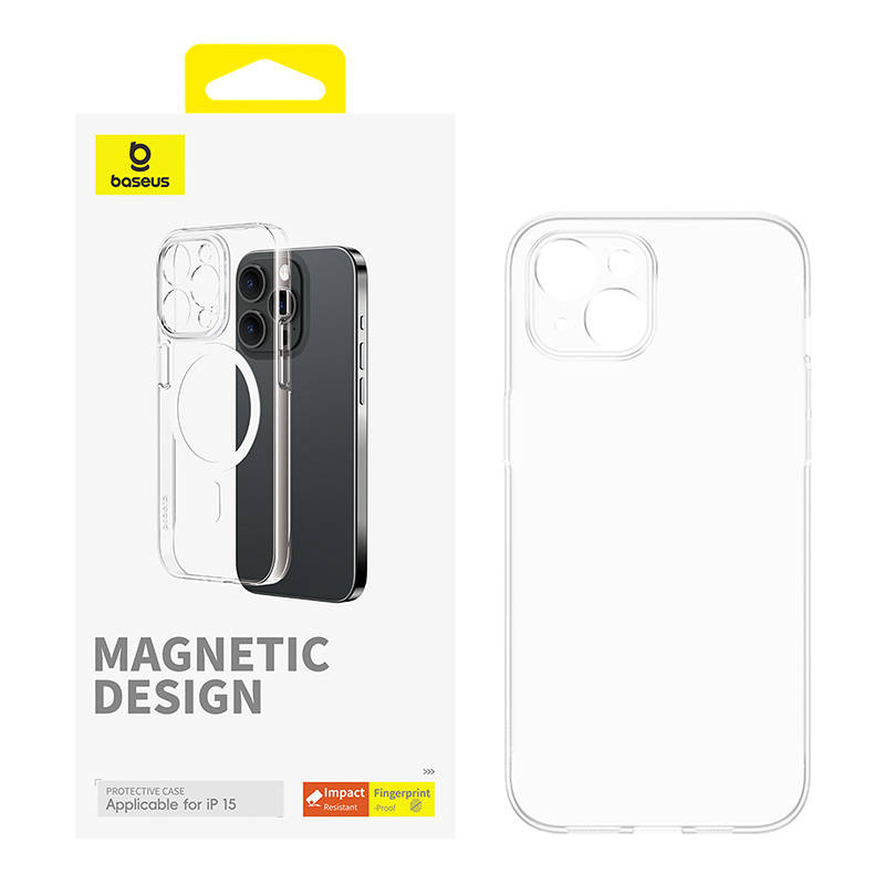 Magnetna telefonska maska ​​za iPhone 15 Baseus OS-Lucent Series (prozirna)