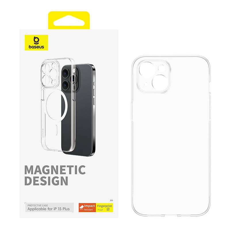 Magnetna telefonska maska ​​za iPhone 15 Plus Baseus OS-Lucent Series (prozirna)