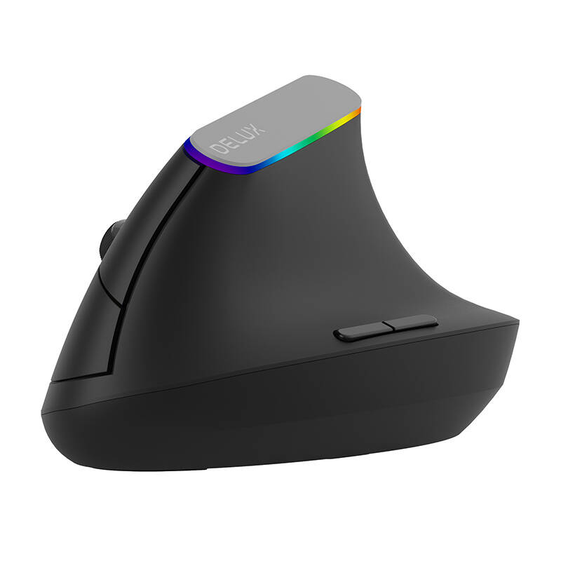 Bežični vertikalni miš Delux M618C 2.4G 1600DPI RGB (crni)