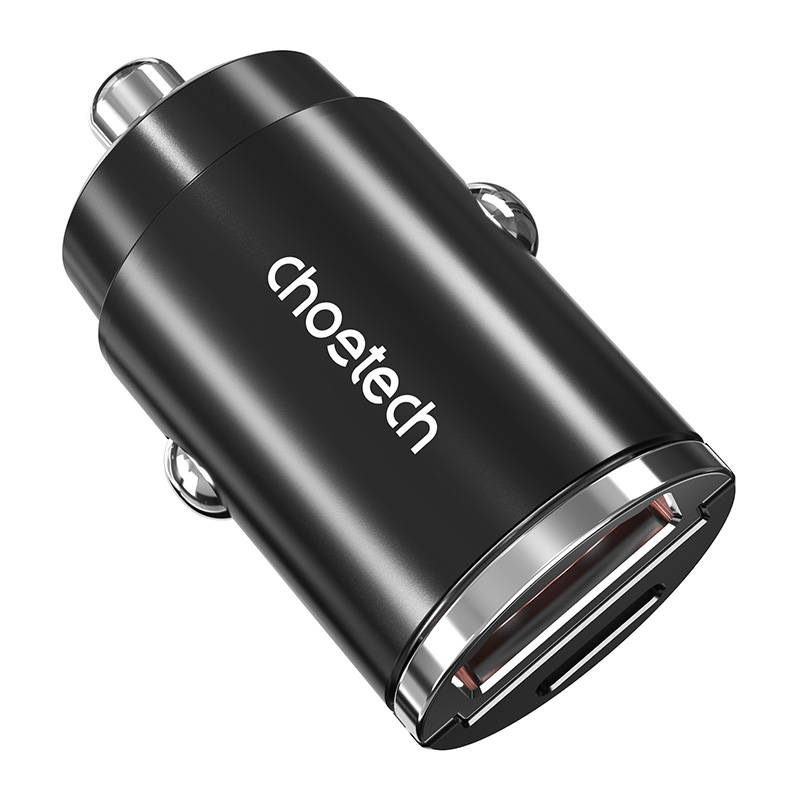 Auto punjač Choetech TC0006 1x USB-A, 1x USB-C 30W PD 3.0 (crni)