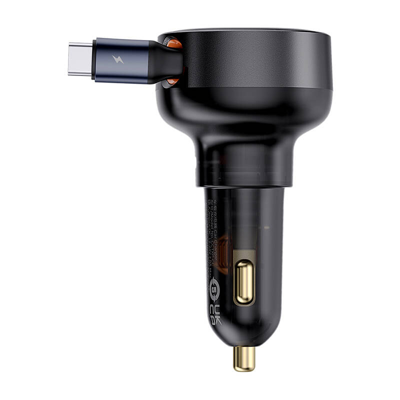 Auto punjač Baseus Enjoyment Pro s kabelom USB-C, 60W (crni)