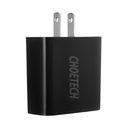 Zidni punjač Choetech C0026, američki utikač, 3x USB-C s digitalnim zaslonom 15W (crni)