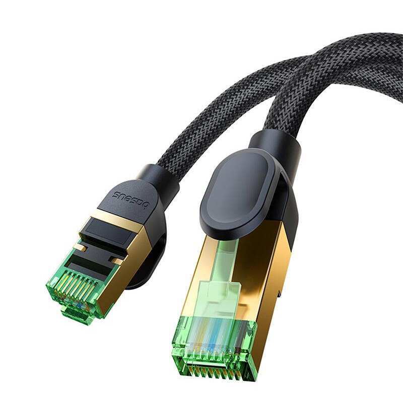 Pleteni mrežni kabel cat.8 Baseus Ethernet RJ45, 40Gbps, 0,5m (crni) (paket od 5 komada)