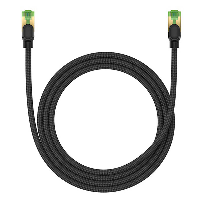 Pleteni mrežni kabel cat.8 Baseus Ethernet RJ45, 40Gbps, 1,5m (crni) (paket od 5 komada)