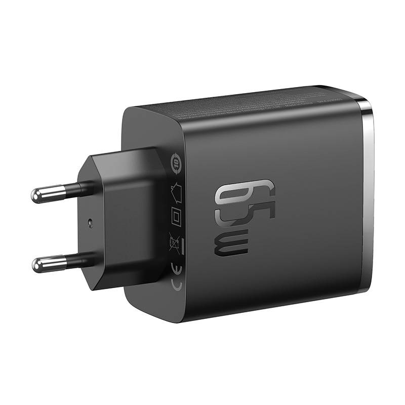 Zidni punjač Baseus OS-Cube Pro 2xUSB-C + USB, 65W (crni)