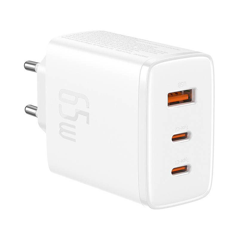 Zidni punjač Baseus OS-Cube Pro 2xUSB-C + USB, 65W (bijeli)