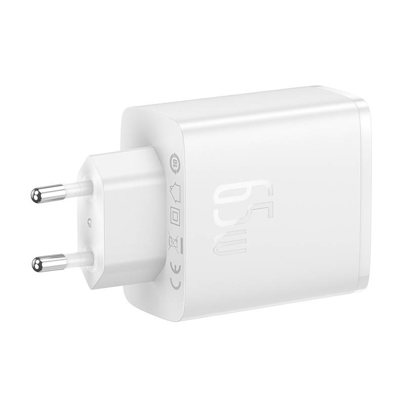 Zidni punjač Baseus OS-Cube Pro 2xUSB-C + USB, 65W (bijeli)