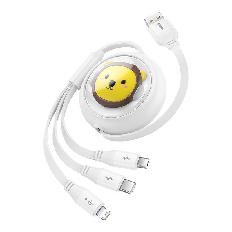 Kabel za punjenje 3w1 Baseus USB na USB-C, USB-M, Lightning 3,5A, 1,1m (bijeli)