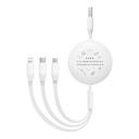 Kabel za punjenje 3w1 Baseus USB na USB-C, USB-M, Lightning 3,5A, 1,1m (bijeli)